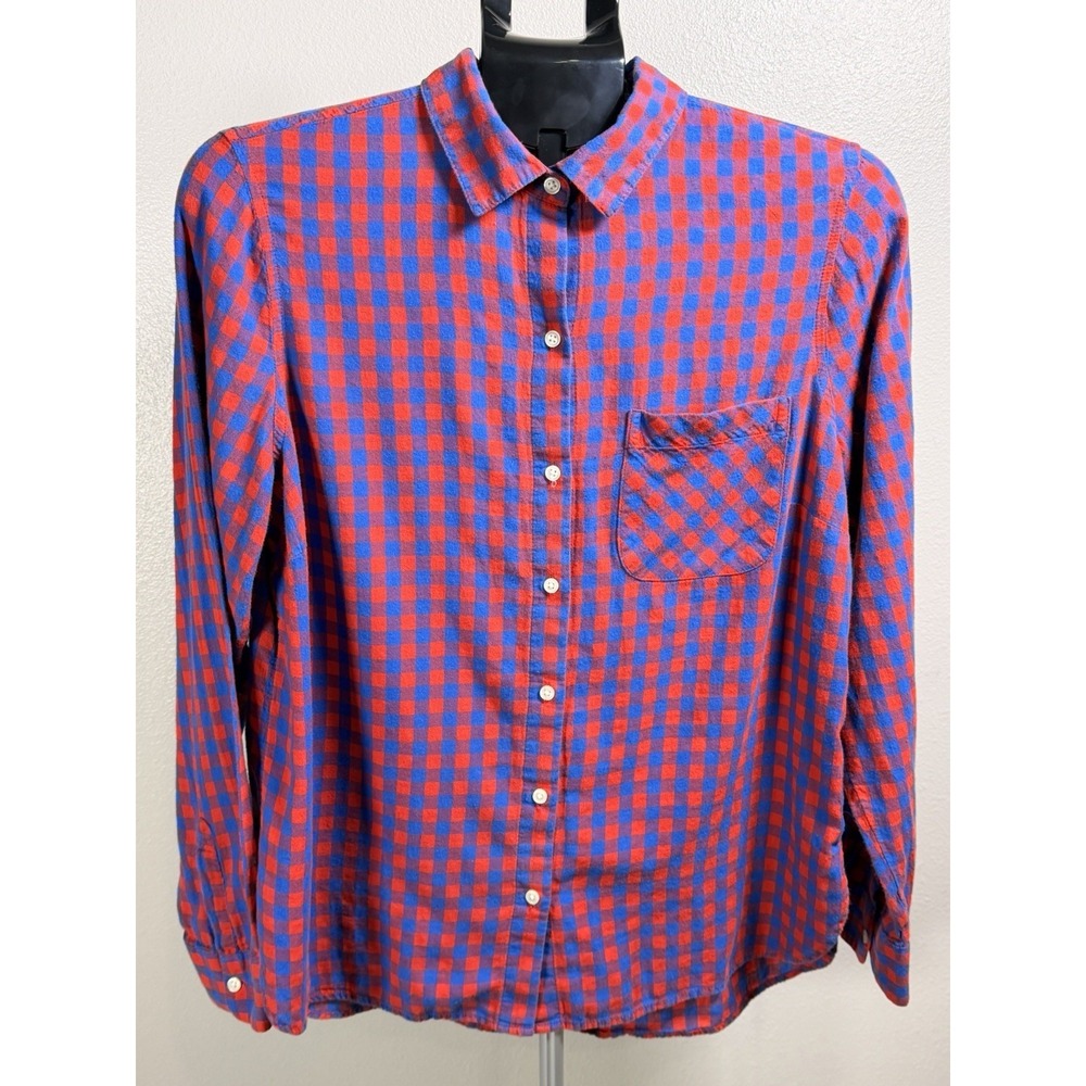 Old Navy LG Red Blue Buffalo Plaid Button Down The Classic Shirt Checkered